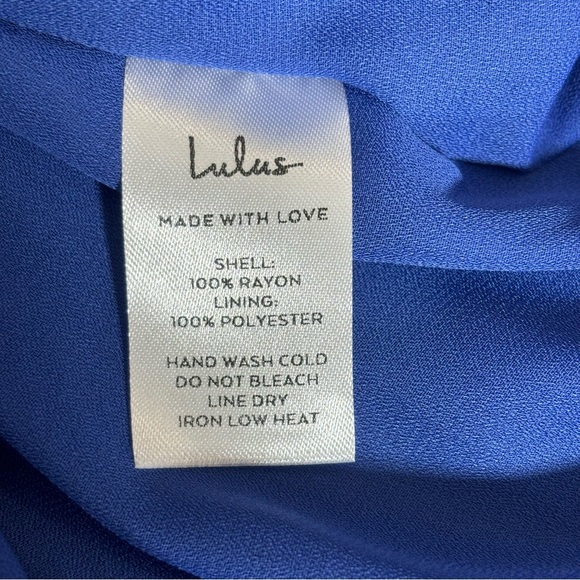 NWT Lulus Heart Of Marigold Wrap Maxi Dress Fluttering Sleeves Blue Sz L - Picture 16 of 16